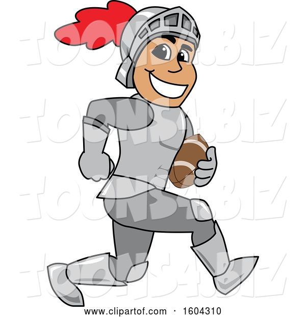 Vector Illustration of a Cartoon Knight Mascot Playing Football