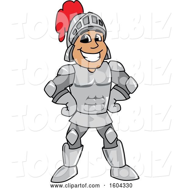 Vector Illustration of a Cartoon Knight Mascot with Hands on His Hips