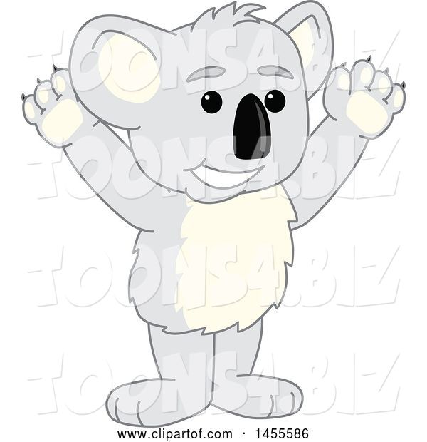 Vector Illustration of a Cartoon Koala Bear Mascot Cheering