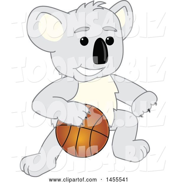 Vector Illustration of a Cartoon Koala Bear Mascot Dribbling a Basketball
