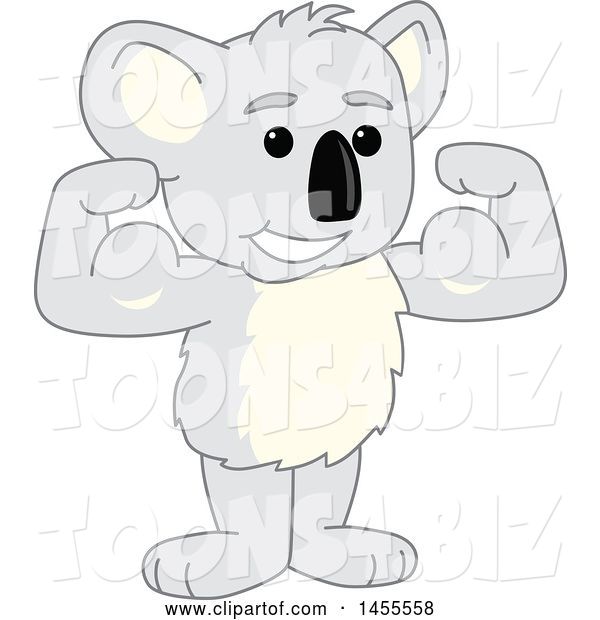Vector Illustration of a Cartoon Koala Bear Mascot Flexing