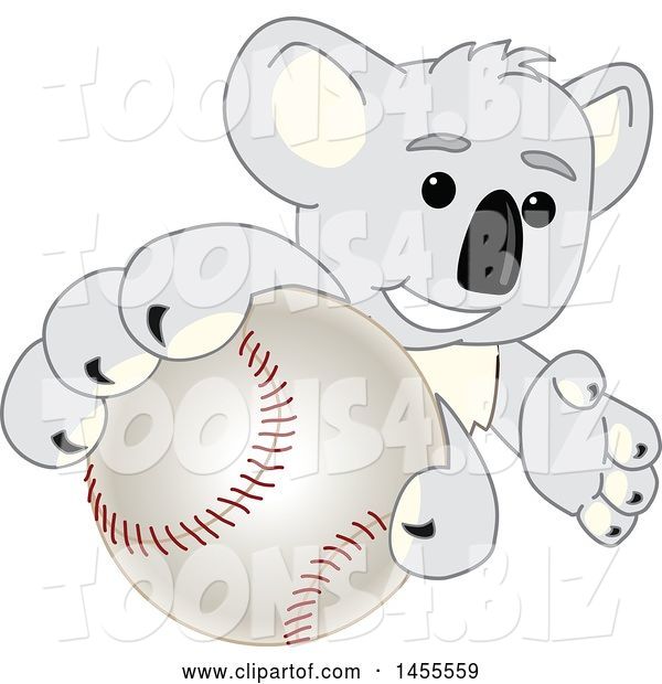Vector Illustration of a Cartoon Koala Bear Mascot Grabbing a Baseball