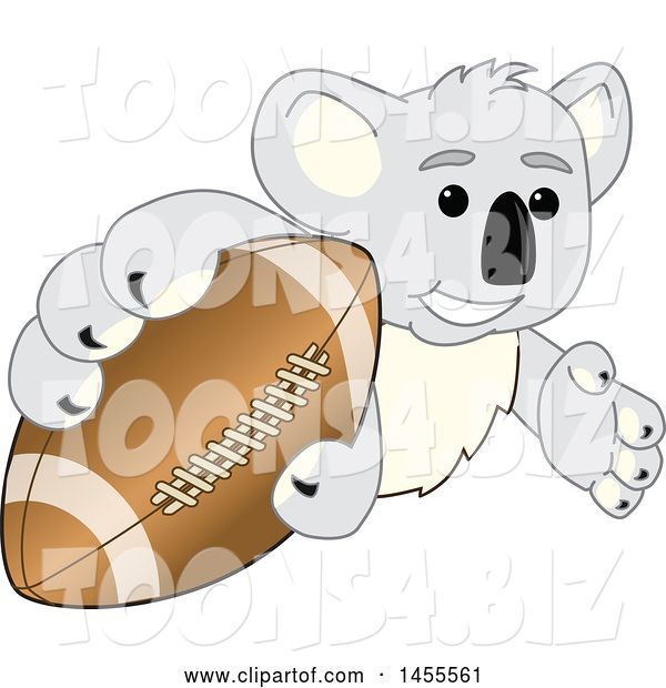 Vector Illustration of a Cartoon Koala Bear Mascot Grabbing a Football