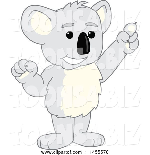 Vector Illustration of a Cartoon Koala Bear Mascot Holding up a Finger