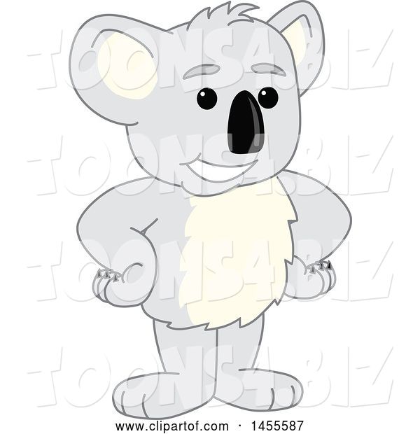 Vector Illustration of a Cartoon Koala Bear Mascot Standing with Hands on Hips