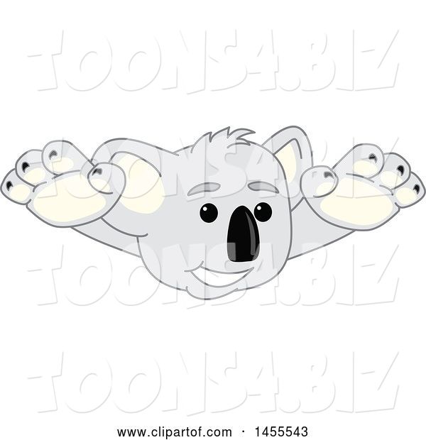 Vector Illustration of a Cartoon Koala Bear Mascot Wrestler Leaping or Swimmer Diving