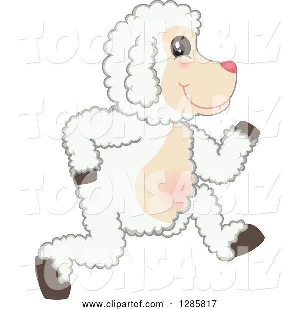 Vector Illustration of a Cartoon Lamb Mascot Running to the Right