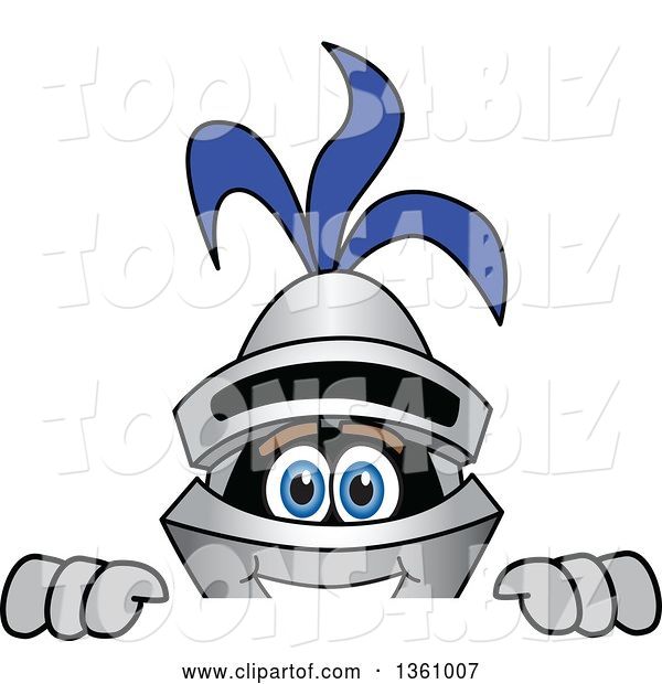 Vector Illustration of a Cartoon Lancer Mascot Looking over a Sign