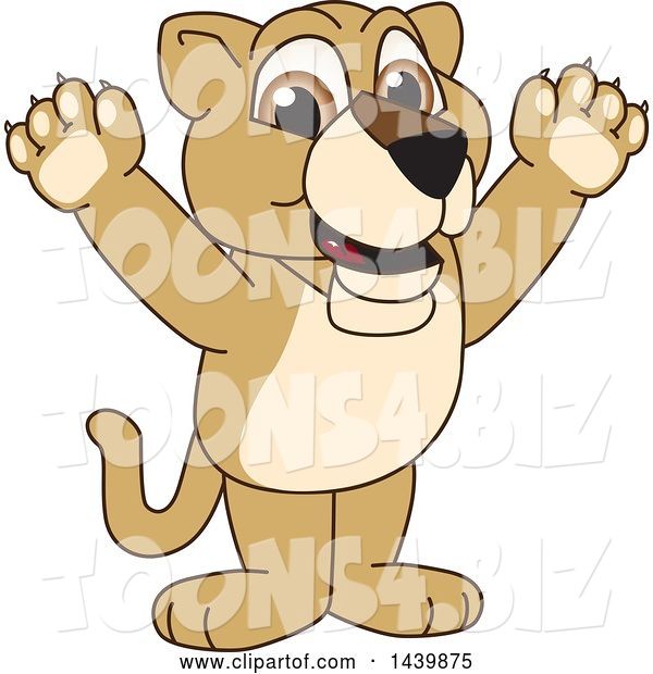 Vector Illustration of a Cartoon Lion Cub School Mascot Cheering