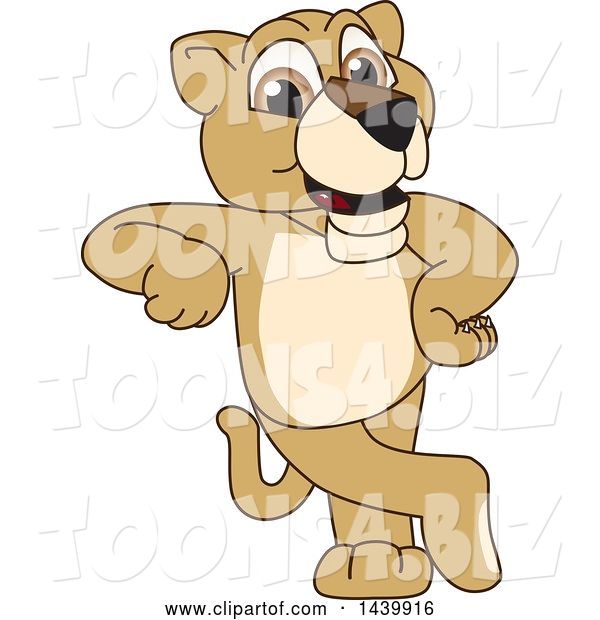 Vector Illustration of a Cartoon Lion Cub School Mascot Leaning