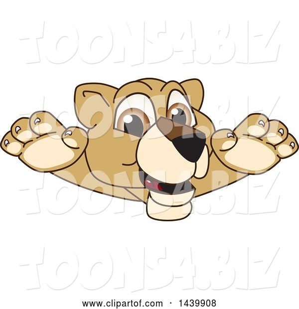 Vector Illustration of a Cartoon Lion Cub School Mascot Leaping