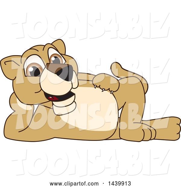 Vector Illustration of a Cartoon Lion Cub School Mascot Resting on His Side