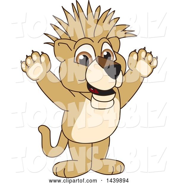 Vector Illustration of a Cartoon Lion Cub School Mascot with a Mohawk