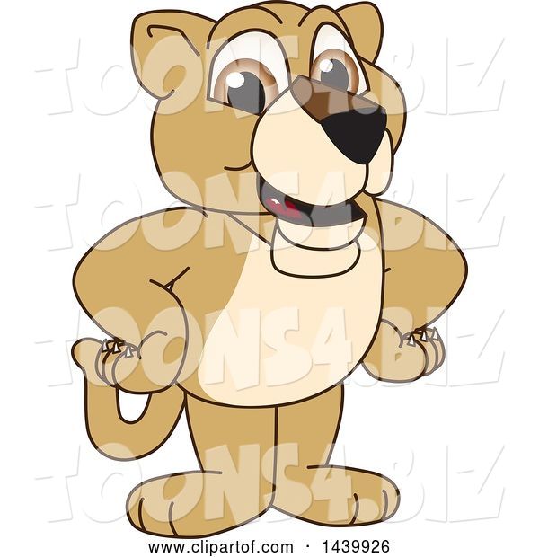 Vector Illustration of a Cartoon Lion Cub School Mascot with His Hands on His Hips