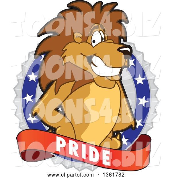 Vector Illustration of a Cartoon Lion Mascot on a Pride Badge