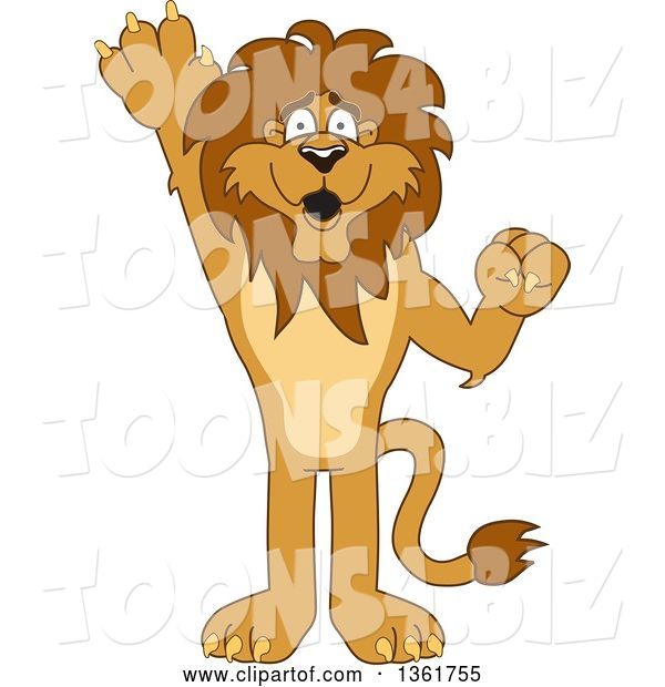 Vector Illustration of a Cartoon Lion Mascot Raising a Hand to Volunteer or Lead, Symbolizing Responsibility