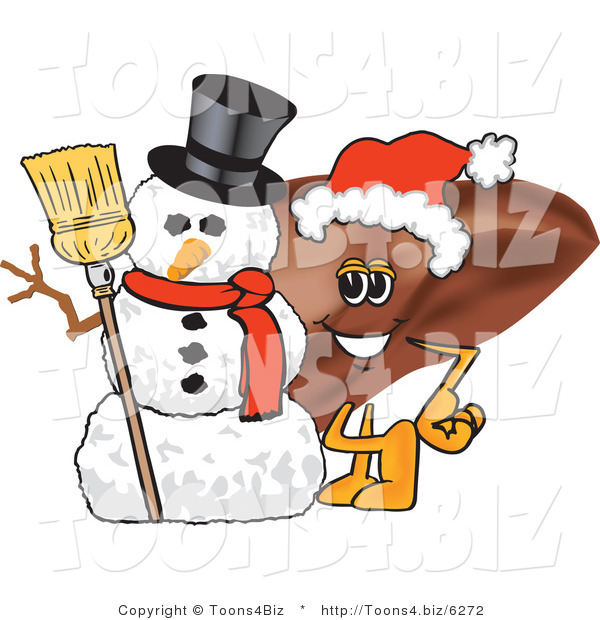 Vector Illustration of a Cartoon Liver Mascot by a Snowman