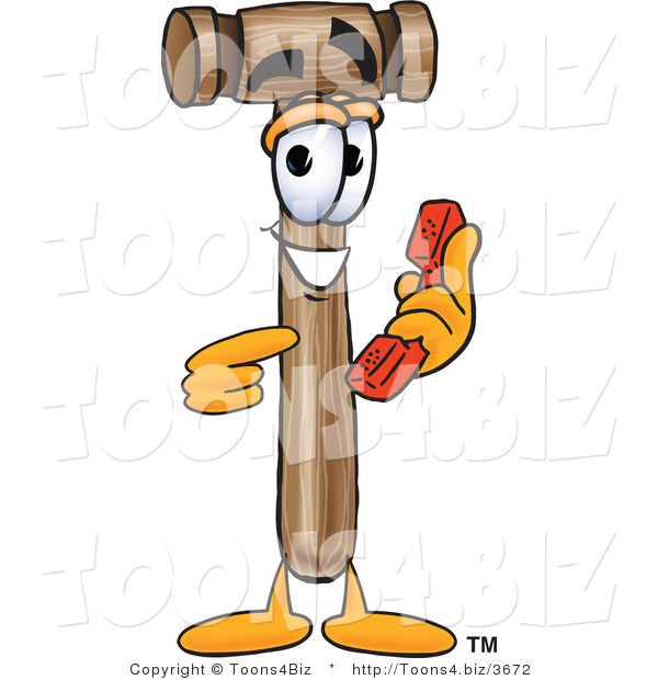 Vector Illustration of a Cartoon Mallet Mascot Holding a Telephone