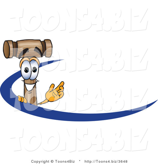 Vector Illustration of a Cartoon Mallet Mascot Logo with a Blue Dash