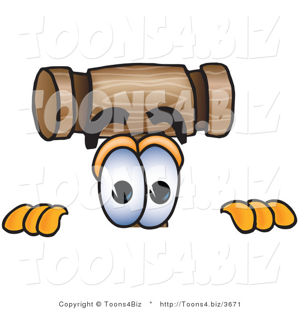 Vector Illustration of a Cartoon Mallet Mascot Peeking over a Surface