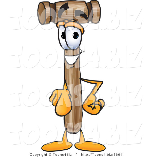Vector Illustration of a Cartoon Mallet Mascot Pointing at the Viewer