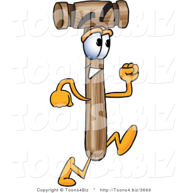 Vector Illustration of a Cartoon Mallet Mascot Running