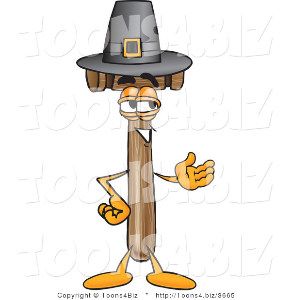 Vector Illustration of a Cartoon Mallet Mascot Wearing a Pilgrim Hat on Thanksgiving