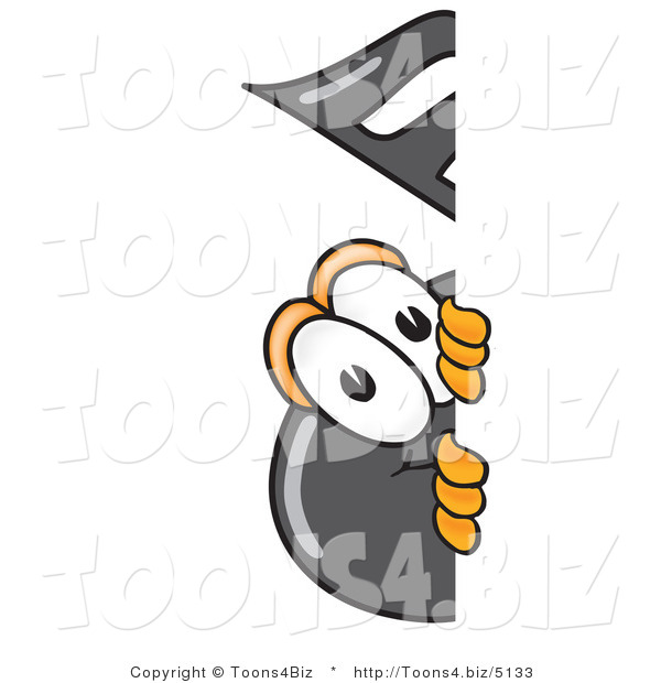 Vector Illustration of a Cartoon Music Note Mascot Peeking Around a Corner
