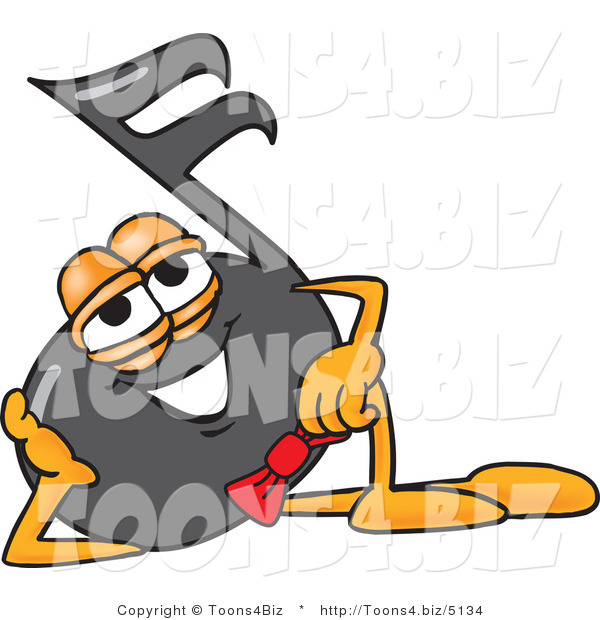 Vector Illustration of a Cartoon Music Note Mascot Resting His Head on His Hand