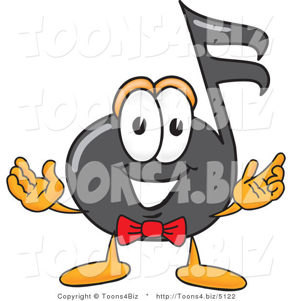 Vector Illustration of a Cartoon Music Note Mascot with Welcoming Open Arms