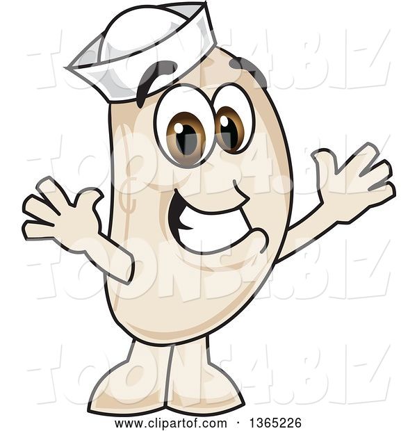 Vector Illustration of a Cartoon Navy Bean Mascot Welcoming