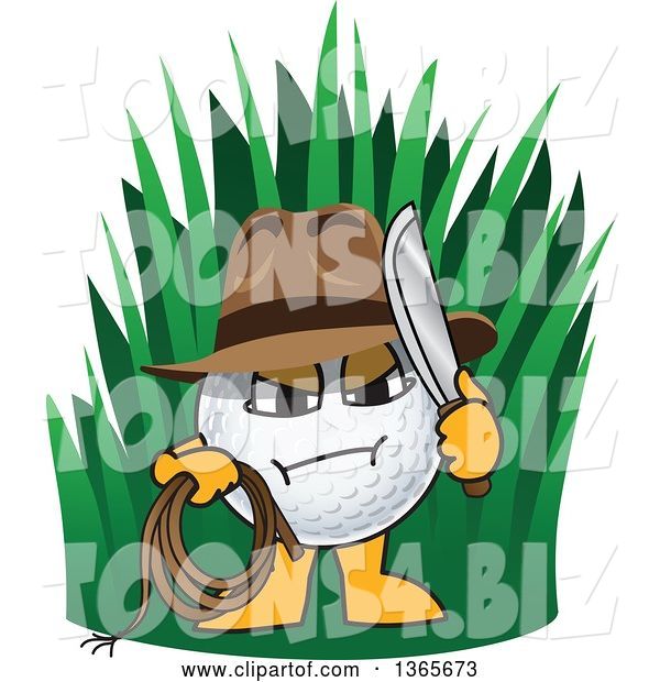 Vector Illustration of a Cartoon out of Bounds Golf Ball Sports Mascot Explorer