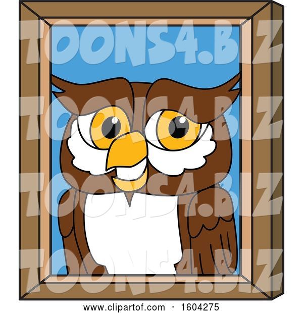 Vector Illustration of a Cartoon Owl School Mascot Portrait