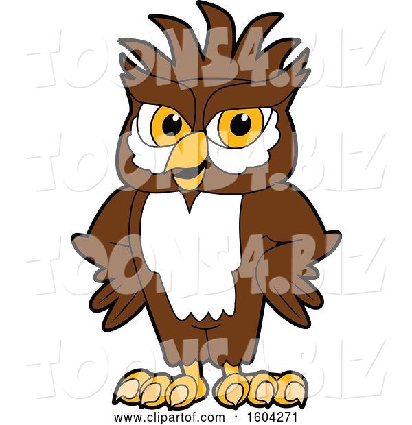 Vector Illustration of a Cartoon Owl School Mascot with a Mohawk and Hands on His Hips