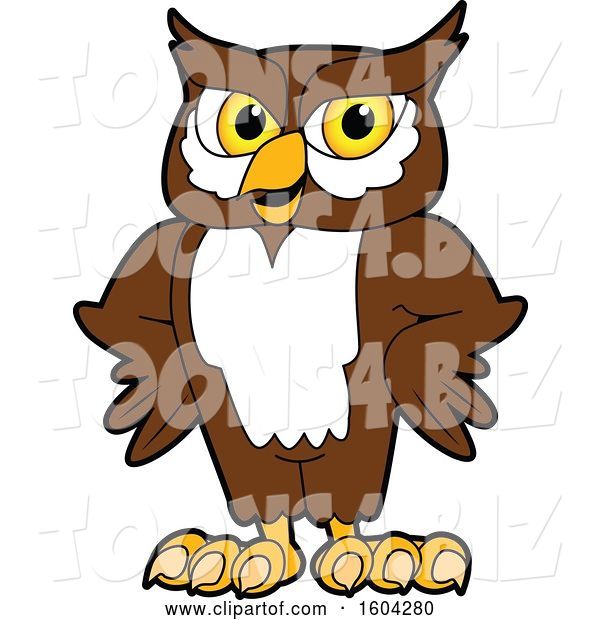 Vector Illustration of a Cartoon Owl School Mascot with Hands on His Hips