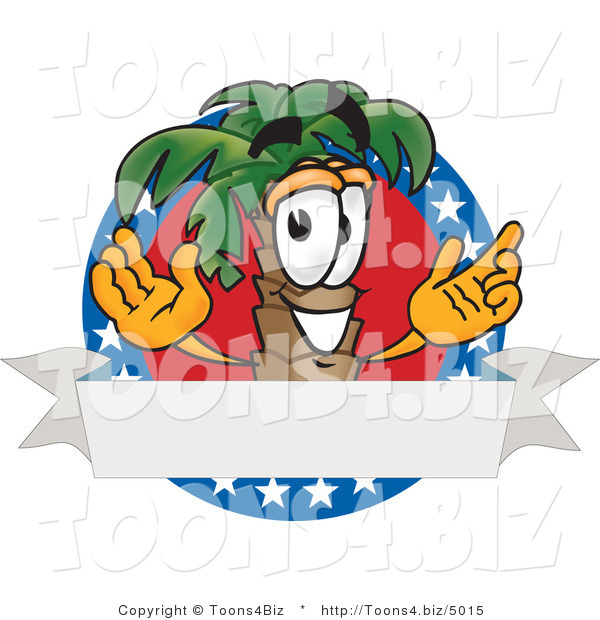 Vector Illustration of a Cartoon Palm Tree Mascot on an American Business Logo