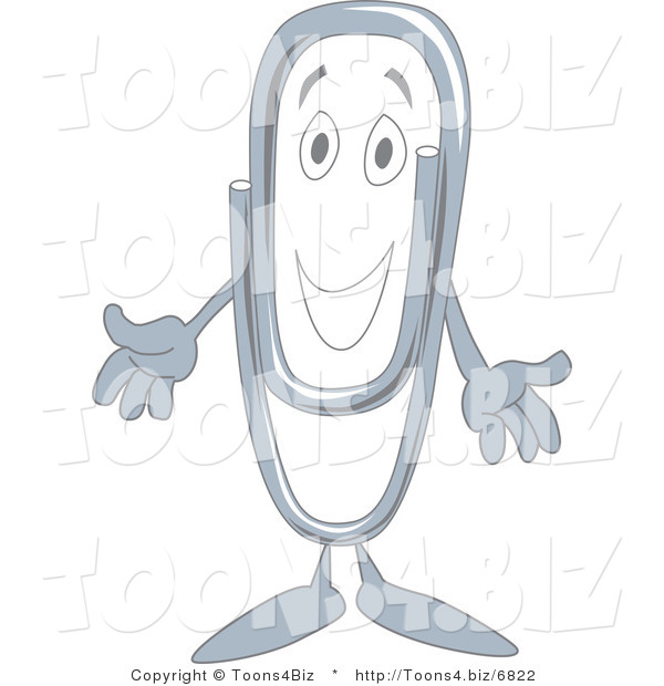 Vector Illustration of a Cartoon Paperclip Mascot