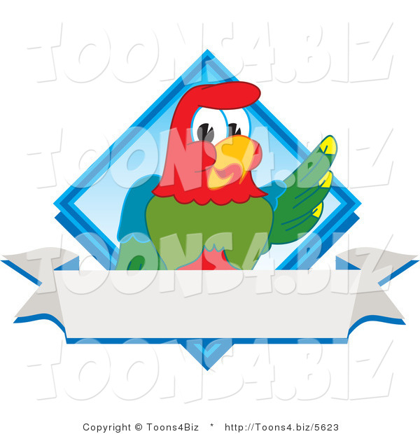 Vector Illustration of a Cartoon Parrot Mascot Diamond Logo
