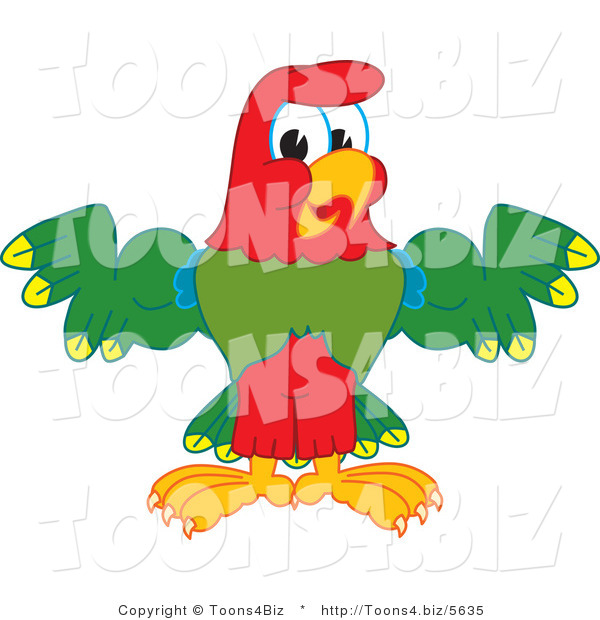 Vector Illustration of a Cartoon Parrot Mascot Flexing