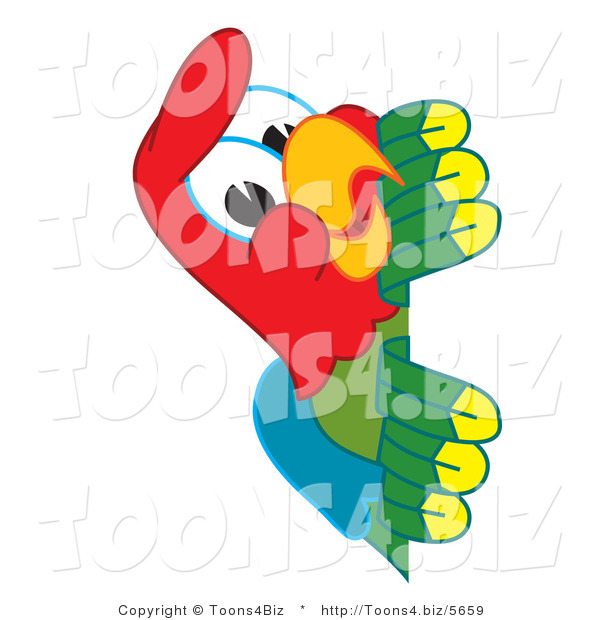 Vector Illustration of a Cartoon Parrot Mascot Peeking