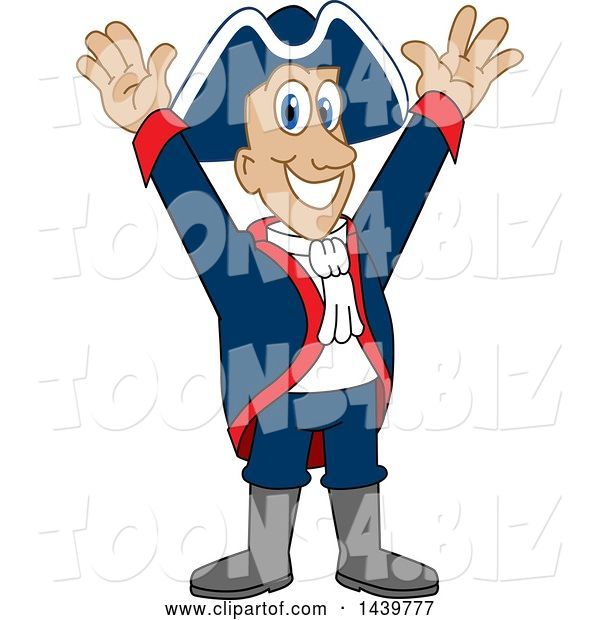 Vector Illustration of a Cartoon Patriot Mascot Cheering