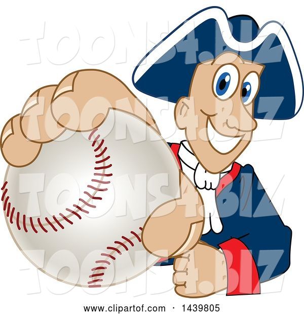 Vector Illustration of a Cartoon Patriot Mascot Grabbing a Baseball