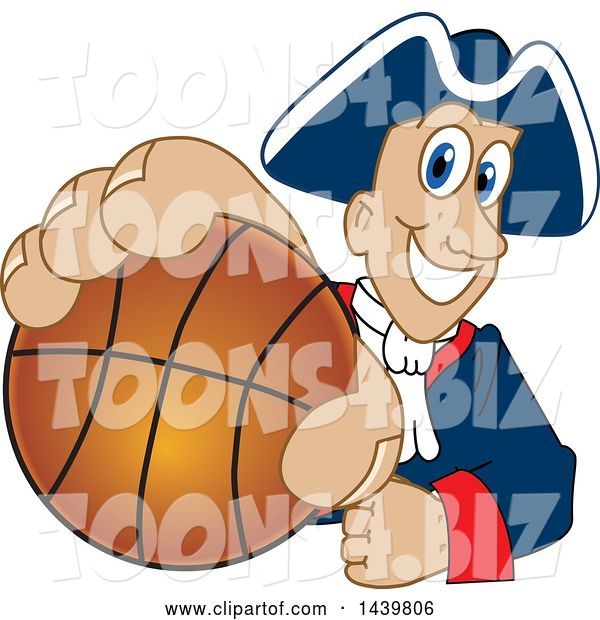 Vector Illustration of a Cartoon Patriot Mascot Grabbing a Basketball