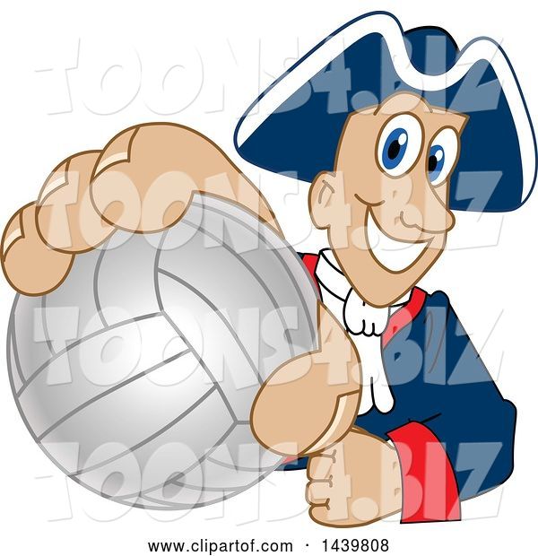 Vector Illustration of a Cartoon Patriot Mascot Grabbing a Volleyball
