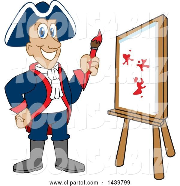 Vector Illustration of a Cartoon Patriot Mascot Painting