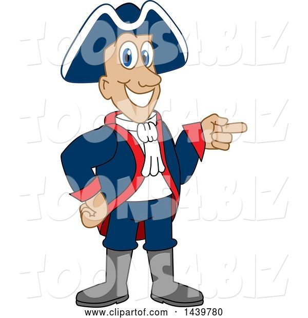 Vector Illustration of a Cartoon Patriot Mascot Pointing