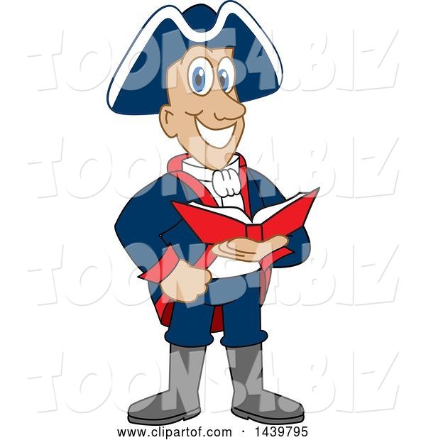 Vector Illustration of a Cartoon Patriot Mascot Reading a Book