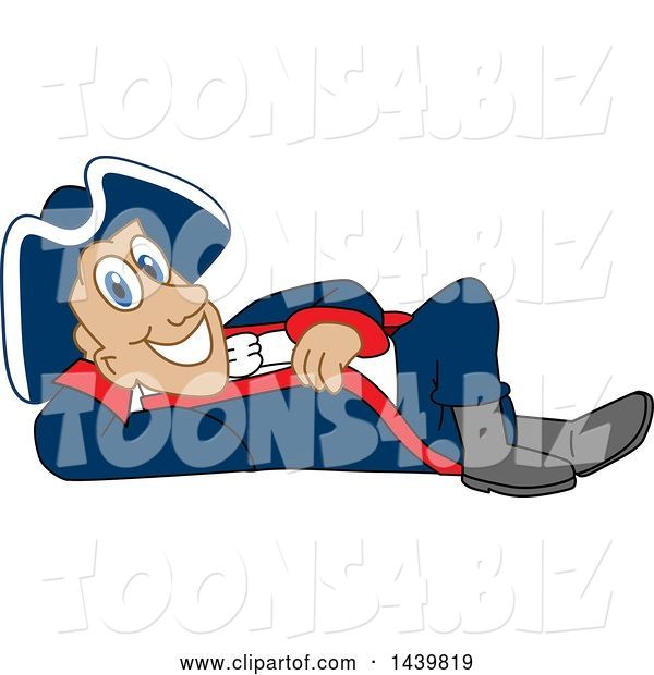 Vector Illustration of a Cartoon Patriot Mascot Relaxing