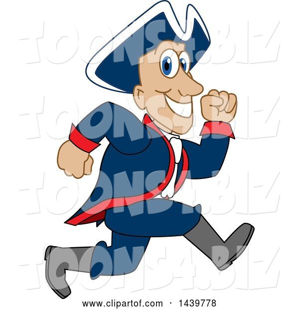Vector Illustration of a Cartoon Patriot Mascot Running