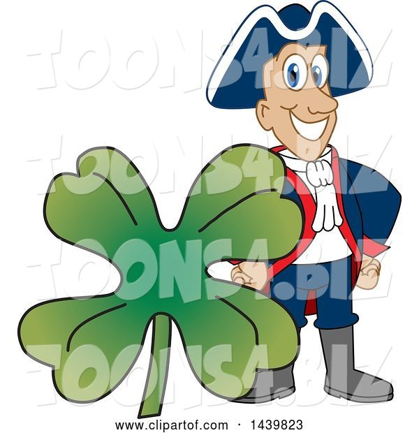 Vector Illustration of a Cartoon Patriot Mascot with a St Patricks Day Clover